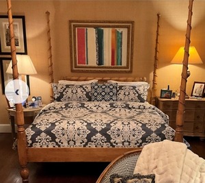 lot 3032 image: du Cobb Jacquard Damask Comforter Set by Dennis Basso King Blue