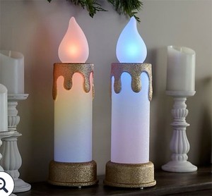 lot 3035 image: Mr. Christmas Set of 2 18 Dual RGB Candles,. GOLD