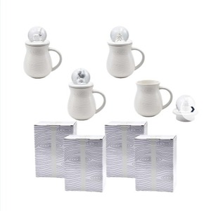 lot 3038 image: Temp-tations 4 16oz Mugs with Snow Globe Lids, Woodland White
