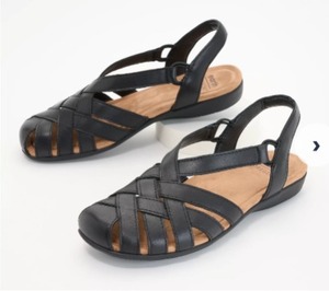 lot 3039 image: Earth Origins Leather Fisherman Sandals - Berri, Black - 10W