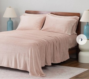 lot 3040 image: Berkshire Velvetsoft Sheet Set with Extra Pillowcases, Queen, Blush