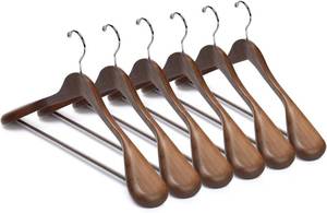 lot 3053 image: Nature Smile Luxury Wooden Suit Hangers 6 Pack Extra-Wide Shoulder