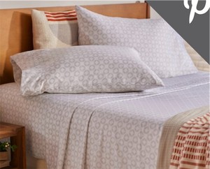 lot 3100 image: King Size Bobby Berk 100% Cotton 400 TC Sheet Set Grey Medallion