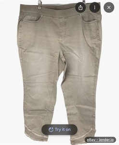 lot 3128 image: Isaac Mizrahi Live Denim Pull-On Ankle Slim Jeans Size 18 Grey