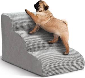 lot 3136 image: Dog Stairs for Small Dogs - 3-Tier Foam Ramp, Non-Slip Pet Steps