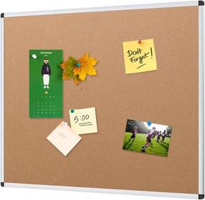 lot 3152 image: VIZ-PRO Cork Notice Board, 36 X 24 Inches, Silver Aluminium Frame
