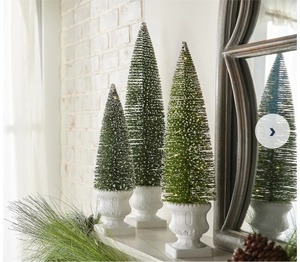 lot 3169 image: Set of 3 Illuminated Bottle Brush Trees in Urns by Valerie