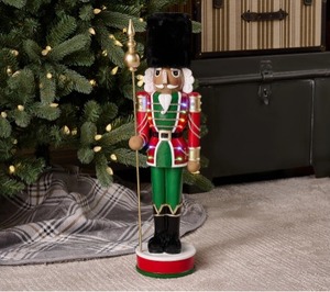 lot 3187 image: 25.5 Illuminated Nutcracker w Faux Fur Hat by Valerie