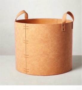 lot 3205 image: Faux Leather Storage Bin with Handles 13x16 - Hearth & Hand