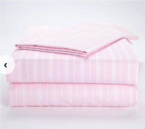 lot 3228 image: Home Reflections 400TC Cotton Sateen 4pc Sheet Set BLUE Stripe Twin