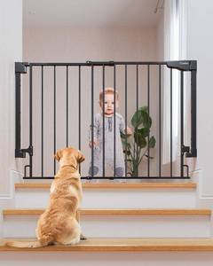 lot 3230 image: $60 Cumbor 29.2 43in Baby Gate for Stairs, Wall-Mounted, Auto-Close