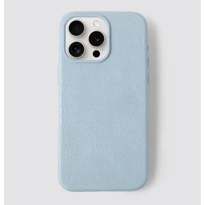 lot 3290 image: Hello Lux Blue Croc Wrapped Phone Case - 15 Pro Max