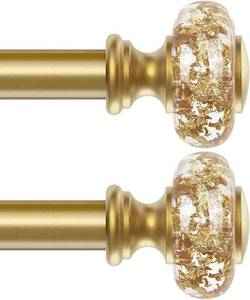lot 21968 image: 2 Pack Gold Curtain Rods, 66-120 Inch, 1 in Adjustable Acrylic Rod