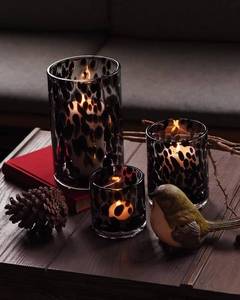 lot 21976 image: Glass Hurricane Candle Holder Set, Black Tortoise, 3 Piece