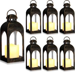lot 21984 image: Tujoe 6 Pcs 10 Inch LED Candle Lantern Indoor Outdoor, Dark Bronze