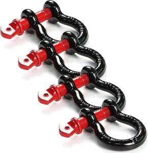 lot 22008 image: 4-Pack 0.75in D Ring Shackles (WLL 4.75T) Forged Steel Screw Pin