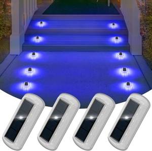 lot 22010 image: T-SUN Solar Deck Lights, Blue Solar Dock Lights Outdoor Waterproof, 4 Packs