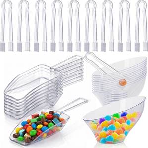 lot 22014 image: R-kay 36-Pcs Candy Bowls & Scoops 18 Clear 6oz Bowls, 9 Scoops, 9 Tongs