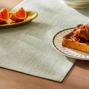 lot 22023 image: ZeeMart Rustic Cotton Linen Table Runner, 13x48 Inches Green