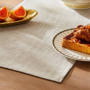 lot 22026 image: ZeeMart Rustic Cotton Linen Table Runner, 13x72 Inches Taupe