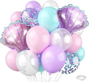 lot 22032 image: Mermaid Balloons with Seashell Foil, Pastel Confetti for Sea Theme Party