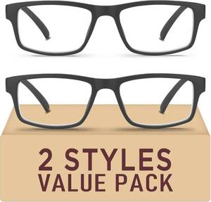 lot 22043 image: 2 Pack Reading Glasses ,TR frames Blue Light Readers for Men Women3.0