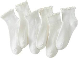 lot 22050 image: Hstyle 6 Pairs of Ruffle Socks Women, Cute Ruffle Ankle Socks small