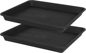 lot 22054 image: VUWEZ Plant Saucer Growing Tray, Seed Starter Tray Rectangular, 11 x 9 in 2pk
