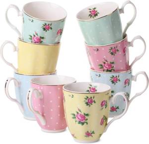 lot 22082 image: BTaT Royal Coffee Mugs 12 oz, Set of 8 Porcelain Bone China Tea Mugs