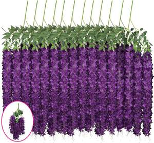 lot 22088 image: Syhood 12 Pieces Wisteria Hanging Flowers 3.6 Feet Purple Fake Wisteria