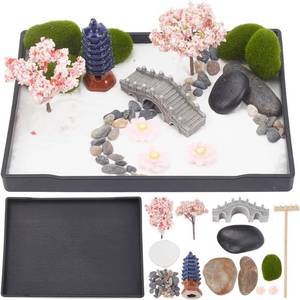 lot 22096 image: WEBEEDY Zen Garden Kit Japanese Zen Sand Rock Garden for HomeOffice, 8x6in