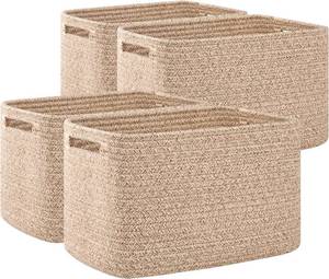 lot 22122 image: OIAHOMY 4 Pack Storage Baskets for Organizing 15L Cube Storage Bins Brown