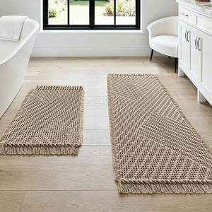 lot 22127 image: H.VERSAILTEX Waffle Bath Mat, Non-Slip, Machine Washable, Irish Cream