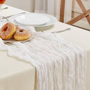 lot 22145 image: White Cheesecloth Table Runner 35 120Inch Fall Boho Wedding Home Decor