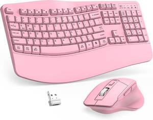 lot 22191 image: Wireless Keyboard & Mouse Combo, 2.4G, Full-Size Ergonomic w Wrist Rest