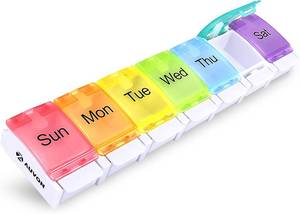 lot 22235 image: AUVON Weekly Pill Organizer, BPA Free, 7-Day Travel Case with Compartments