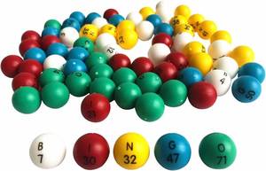 lot 22238 image: Yuanhe 35-Inch Bingo Balls for Standard Cages & Boards, Easy Read, 75 Count