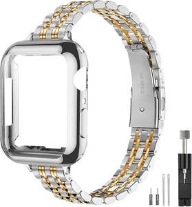 lot 22241 image: QUNDAXI Slim Stainless Steel Watch Band for Apple Watch 38-45mm iWatch