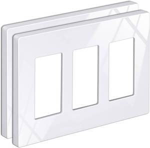 lot 22251 image: BESTTEN 2-Pack 3-Gang Screwless Wall Plate, Snow White, USWP6, Polycarbonate