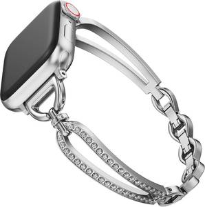 lot 22254 image: CAGOS Slim Metal Apple Watch Band for Women, 38-46mm, Bling Diamond iWatch