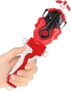 lot 22259 image: Bey Battling Burst Launcher & Grip B-184 LeftRight Spin String Launcher Red