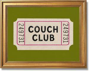 lot 22260 image: Ripiyome Gold Framed Couch Club Ticket Wall Art - Green Poster 8x10