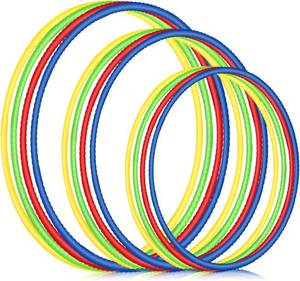 lot 22271 image: Syhood 12 Pcs Hoops for Kids Plastic, Green, Pink, Yellow, Dark Blue