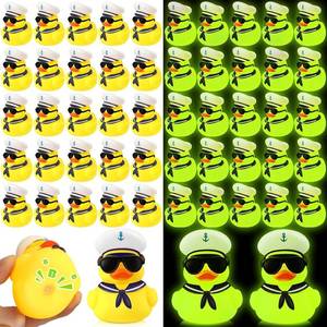 lot 22295 image: Simgoing 24 Pcs Glow in the Dark Cruise Rubber Ducks Bulk Captain Hat