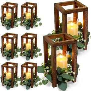 lot 22304 image: 18 Pcs Wooden Lantern Centerpiece for Table Decor