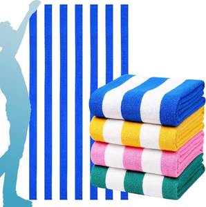 lot 22328 image: 4-Pack Oversized Stripe Beach Towels 72x40 in Absorbent XL