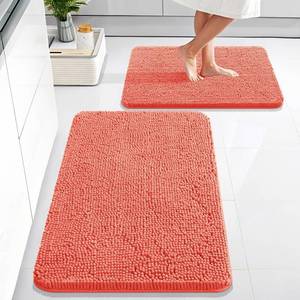 lot 22342 image: OLANLY Chenille Bathroom Rugs Mats Sets 2 Piece, 30x2024x16, Coral