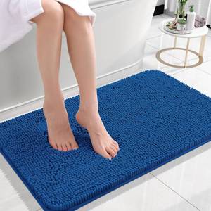 lot 22344 image: OLANLY Small Bath Rugs 24x16, Chenille, Rubber Backing, Quick-Dry, Navy