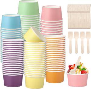 lot 22346 image: Kochorie 120 Pack 6oz Pastel Paper Ice Cream Cups with Spoons Disposable