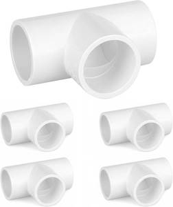 lot 22354 image: 5 Pack 1-Inch PVC Tee, SCH40 3-Way Fittings for Garden & Greenhouse